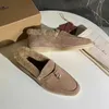 Projektant Loropiana Walk Buty Plush Lefu Buty królicze włosy owce zamszowe LP płaskie luzierki buty ciepłe buty damskie