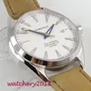 Wristwatches 41mm White Dial Stainless Steel Case Sapphire Glass Blue Hand Miyota Automatic Movement Men's Watch