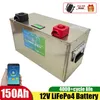 Batterie LiFePO4 12V, 150ah, BMS, batterie au Lithium, 4000 Cycles, Bluetooth, adaptée aux camping-cars 12.8V, vent solaire hors réseau