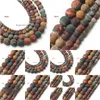 Stone 8Mm Natural Beads Dl Polish Matte Picasso Round Loose For Jewelry Making 15Inches 410Mm Drop Delivery Dhgarden Dh9Wy