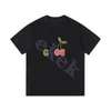 Lyxmodem￤rke m￤n t shirt k￶rsb￤rsbrev broderi kort ￤rm rund hals sommar l￶s t-shirt topp svart aprikos