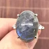 Cluster Rings Natural Labradorite Beads Ring Jewelry For Women Men Crystal Oval Healing Luck Gift Moonstone Stone Adjustable