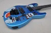 La chitarra elettrica blu in metallo personalizzata in fabbrica con tastiera in palissandro, hardware cromato, modello di maiale può essere personalizzata