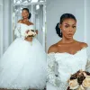 2023 Vestidos de noiva lindos vestidos de noiva Mangas compridas Mangas de renda de renda de miçangas