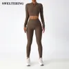 Yoga Outfits Yoga Set 2 Piece Women Sportswear Workout Clothes Women Sport Sets Suits For Fitness Long Sleeve Seamless Gym Push Up Leggings 230213