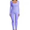 2023 Sexy Women Bodycon Jumpsuits Desinger Long Sleeve Knitted Threaded Square Neck Hip Lifting Sports Rompers Bodysuits