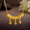 Pendant Necklaces 18K Yellow Gold Plated Hollow Tube Bells Necklace For Women Ethnic Style Clavicle Chain Fine Jewelry