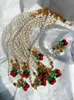 Catene Collana di perle barocche Catene estive femminili con clavicola in vetro di ciliegia di alta qualità