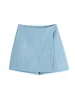 Two Piece Dress Elegant Women Blue Tweed Blazer Coat Spring Jacket Set High Waist Mini Skirt Shorts For Office Lady Outfits Outerwear 230214