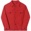 Erkek ceketleri dokuma parlak erkek ipek yün ceket 2023 gevşek yaka tek göğüslü uzun kollu kırmızı büyük boy ceket sonbahar kış üstleri