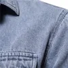 Camisas casuais masculinas aiopeson 100% algodão camisa de jeans de homem casual cor sólida camisa de manga longa grossa para homens Spring Jeans de alta qualidade camisa masculina 230214