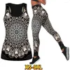 Damesbroek Fashion Casual Yoga Set Spring Summer Women Gym Training Suit Mouwloze ademende actieve kleding 3D -printkleding