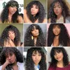 Lace S Jerry Curly Human Hair with Bangs Brasilian Remy for Women Full Machine Made No Fringe 230214