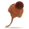 Casquettes Chapeaux Hiver Pompon Bébé Bonnet Avec Doublure En Corde Mignon Garçon Fille Chaud Ours Tricoté Chapeau Enfants Oreillettes Tricot Chapeaux Pour Tout-petit 230213