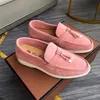 Italia Designer Loropiana Shoes En la primavera y el otoño de 2023, los holgazanes de LP se pusieron zapatos casuales de cuero de suela blanda para mujer que están de moda