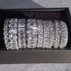 Сверкающие роскошные украшения 925 Серебряная серебряная принцесса Cut White Topaz CZ Diamond Promise Свадебное кольцо свадебного кольца