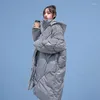 Trenchs de femmes manteaux surdimensionnés à capuche longue hiver Parkas femmes mode manteau lâche vers le bas veste rembourrée en coton femme pardessus chaud C424