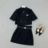 디자이너 여성 드레스 2 피스 패션 옷깃 롱 슬리브 재킷 하이-웨이스트 주름 스커트 클래식 슬릿 스커트 정장