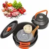 Camp Kitchen Camping Cookware Kit Outdoor Pot Pan Kettle Portable Set for Cooking Table Seary Handing and Picnic 230214