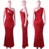 Casual Dresses Christmas Cut Out One Shoulder Sequins Maxi Party Dress