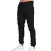 Pantaloni da uomo con coulisse da uomo Cargo Tasche multiple con fascia alla caviglia Pantaloni Tinta unita Elastico in vita Slim Fit Sport casual