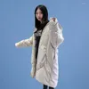 Trenchs de femmes manteaux surdimensionnés à capuche longue hiver Parkas femmes mode manteau lâche vers le bas veste rembourrée en coton femme pardessus chaud C424