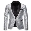 Costumes pour hommes Blazers Jacquard Costume Vestes Robe de cour britannique Col de fruits verts Décontracté Grande taille Or et argent Costume d'hôte brillant