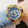 WristWatches 2023 Invicible Subaqua Gold Blue ze stali nierdzewnej chrzestaph kwarc kwarc Mężczyzny Fashion Business Niepokonany zegarek ReliOJ Drop