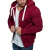 Men's Hoodies Fleece Hooded Coat Autumn Casual Solid Color Zipper Jacket Drawstring Pockets Tracksuit Hoody Sweatshirts