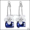 Stud Crystal Earrings Cherry Flower Brincos Earring Drop Delivery Jewelry Dhnav