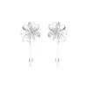 Studörhängen för kvinnor Lucky Four-Leaf Clovers Earringslopes 925 Silver Fashion Female Gift