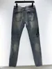 2023 Jeans designers herr Jean Hombre byxor Herr Broderi Patchwork Ripped For Trend Märke Motorcykel Byxa Herr Skinny