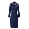 Flygbolag Stewardess Professional Dress Women Solid Color Uniform Autumn Winter Jewelry Store Sales Office Formella arbetskläder