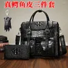 Briefcases Luxury Men's Handbags Crocodile Genuine Leather Male Shoulder Bag Real Natural Crossbody Messenger Briefcase Bags