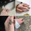 Cluster Rings 2Pcs Fashion Engagement Promise Halloween Punk Five-pointed Star Geometric Party Ring