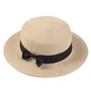 Cappelli a tesa larga Cappelli estivi per donna Cappello da sole Spiaggia Moda donna Flat Brom Bowknot Panama Lady Cappelli da sole casual per donna Cappello di paglia R230214