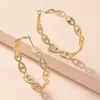 Hoop Earrings Geometric Eye Oval Earring For Women Hip-hop Gold Color Stainless Steel 2023 Fashion Jewelry Gift