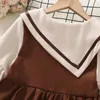 女の子のドレス女の子のための女の子学校UNIMドレスティーンエイジャーの服プレッピースタイルの長袖子供衣装6 8 10 12 13年230214