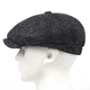 Berets 2023 Herenringbandcontrole sboy hoed herfst en winter thermische ster anise baret