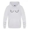 Men's Hoodies Boobs Drawing Nipple Spoof Funny Novelty Sweatshirts Men 2023 Mens Hooded Fleece Pullover