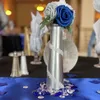 Fleurs décoratives D-Seven 25pcs Fleur Artificielle Blanc/Gris Argent/Bleu Royal Rose W/Tige Pour Bouquet De Mariage DIY Arrangement Floral Bébé