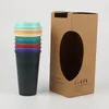 Cups Saucers Temperature Magical Color Change Colorful Cold Water Changing Coffee Cup Mug Bottles With Straws 473ml / 16floz