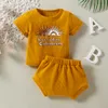 Ensembles de vêtements été enfant en bas âge infantile bébé costume à manches courtes lettre imprimé hauts pantalons courts PCS coton tenues de soirée décontractées pour filles garçons