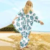 Outdoor-T-Shirts, Strandkleid, Viskose, Baumwolle, grüner Blattdruck, Strandbluse, sexy Strickjacke, Urlaub, Sonnenschutz, Bikini, Vertuschung, Vestido, Playa, Kimono, J230214