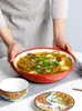 Miski 29 cm i basen duże ręcznie malowane ceramiczne miski Sałatka Osobowość Owoc Owoc Glaze pod kolorową zupą