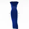 Casual Dresses Solid Satin Maxi Party Dress Women Sexy Padded Shoulder Backless Ruched Bodycon Long Robe Silky Glossy Female Clubwear