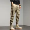 Men's Pants 2023 Cargo Men Drawstring Ankle Length 9 Part Trousers Streetwear Fashion Cotton Casual Work Military