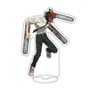 Schlüsselanhänger 15 cm Anime Kettensäge Mann Figur Makima Power Himeno Strahl Cosplay Acryl Stand Modell Platte Schreibtisch Dekor Stehendes Zeichen Fans Geschenk