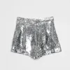 Shorts pour femmes Bling Sexy Femmes Sequin Taille Haute ORing Zip Moulante Feminino Skinny Party Club Festival Raves Pole Dance 230214