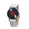 Polshorloges mode dames horloges retro vinyl records ontwerp lederen horloge analoge legering kwarts dames klok casual dresswristwatches will22